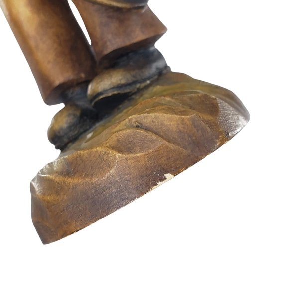 Anri Ferrandiz Wood Carved Boy Holding Rose Figurine Vintage - Picture 3 of 8